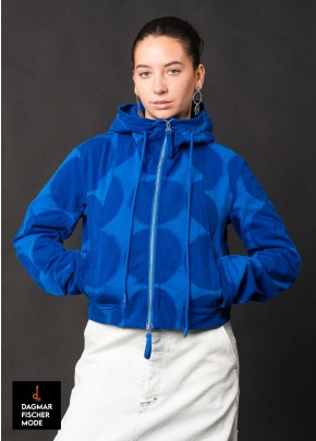 Sweatshirt jacket by RUNDHOLZ in electric print & ketchup print