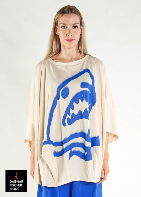 Oversize Shirt von RUNDHOLZ in black print & marshmallow print