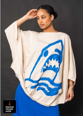 Oversize Shirt von RUNDHOLZ in black print & marshmallow print