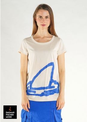 Tailliertes T-Shirt von RUNDHOLZ in black print & marshmallow print