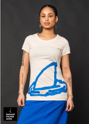 Tailliertes T-Shirt von RUNDHOLZ in black print & marshmallow print