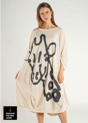 Oversize Kleid von RUNDHOLZ in black print & marshmallow print