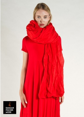 Summer scarf by RUNDHOLZ in black, electric cloud & ketchup cloud