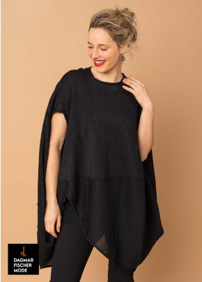 Tunic in lightweight knit by RUNDHOLZ in black, electric cloud & ice cloud