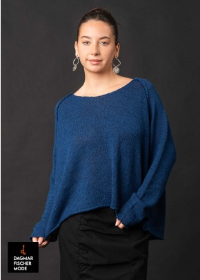 Leichter Grobstrickpulli von RUNDHOLZ in black, navy & ketchup