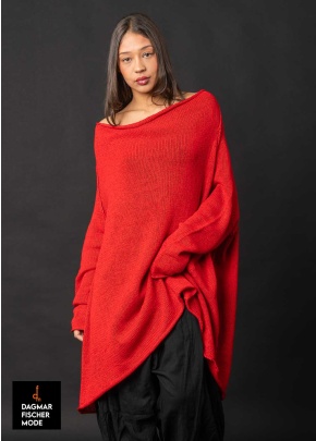 Grobstricktunika von RUNDHOLZ in black, navy & ketchup