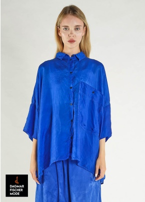 Elegant cupro blouse by RUNDHOLZ in black & electric cloud