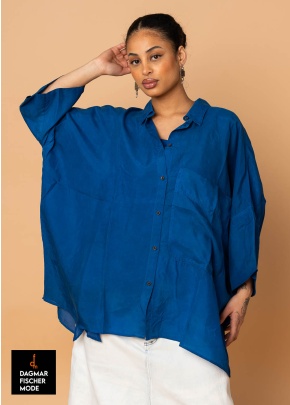 Edle Cupro-Bluse von RUNDHOLZ in black & electric cloud