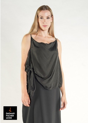 Elegant cupro top by RUNDHOLZ in black & electric cloud