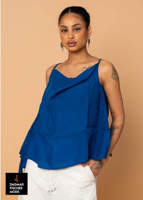 Edles Cupro-Top von RUNDHOLZ in black & electric cloud