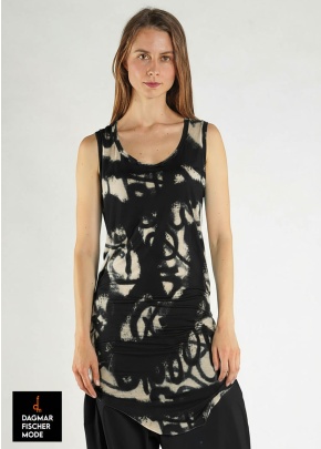 Transluzentes Top mit Allover-Print von RUNDHOLZ in black print, electric print & ketchup print