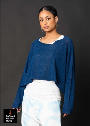 Very wide linen-cotton sweater by RUNDHOLZ in black & navy