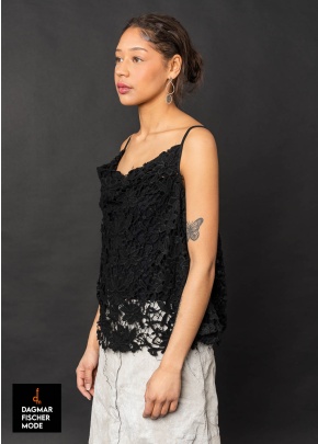 Top aus Spitze im Destroyed-Look von RUNDHOLZ DIP in black gloss