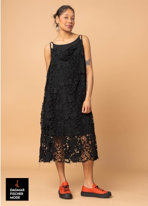 Lace dress with a destroyed look by RUNDHOLZ DIP in black gloss