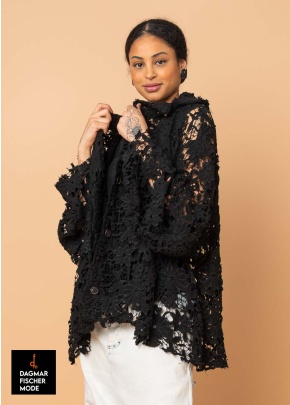 Oversize Jacke aus Spitze im Destroyed-Look von RUNDHOLZ DIP in black gloss