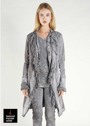 Fitted summer coat by RUNDHOLZ DIP in seaweed storm & seafoam fog