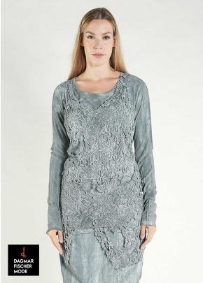 Shirt with lace trim by RUNDHOLZ DIP in seaweed fog & linen fog