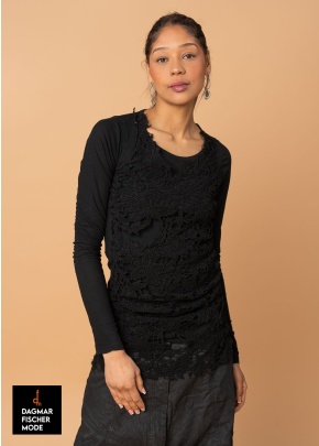Shirt mit Spitzenbesatz von RUNDHOLZ DIP in black gloss