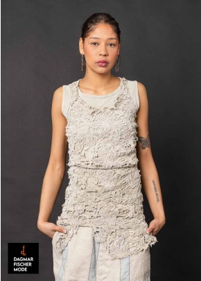 Top with lace trim by RUNDHOLZ DIP in seaweed fog & linen fog