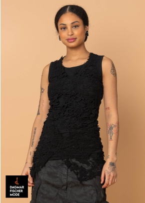 Top mit Spitzenbesatz von RUNDHOLZ DIP in black gloss