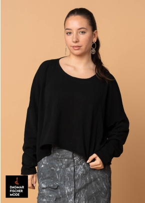 Short summer knitted sweater by RUNDHOLZ DIP in black gloss