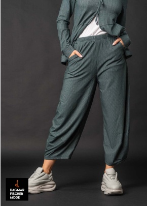 Trousers with wide leg by RUNDHOLZ BLACK LABEL in black stripe & tree stripe