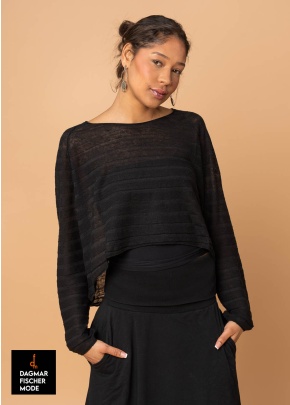 Short knitted sweater by RUNDHOLZ BLACK LABEL in black, grass & lime