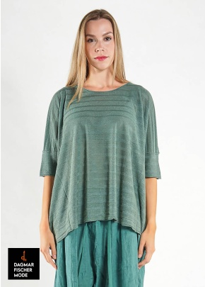 Short-sleeved sweater by RUNDHOLZ BLACK LABEL in black, grass & lime