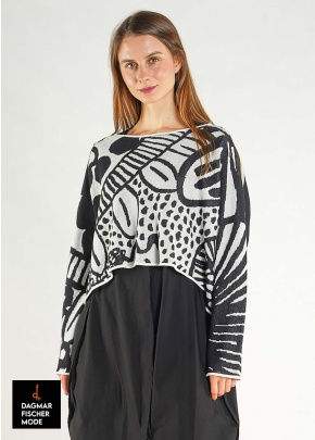 Short jacquard sweater by RUNDHOLZ BLACK LABEL in black jacquard