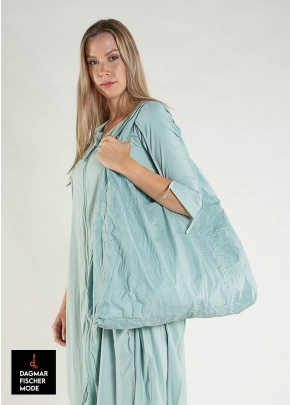 Shopper with 3D relief by RUNDHOLZ BLACK LABEL in black, mint & offwhite