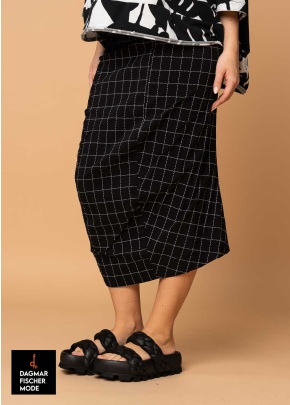 Jupe banane élastique de RUNDHOLZ BLACK LABEL en black print & black check