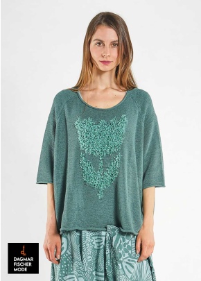 Kurzarm-Strickpullover von RUNDHOLZ BLACK LABEL in black jacquard & offwhite jacquard