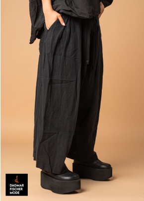 Linen drop crotch trousers by RUNDHOLZ BLACK LABEL in black & salina