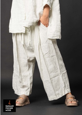 Linen drop crotch trousers by RUNDHOLZ BLACK LABEL in black & salina