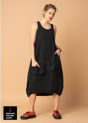 Fitted linen dress by RUNDHOLZ BLACK LABEL in black & salina