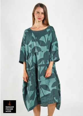 Wide linen dress by RUNDHOLZ BLACK LABEL in black print