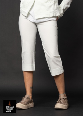 Elasticated capri trousers by RUNDHOLZ BLACK LABEL in black, tree & salina