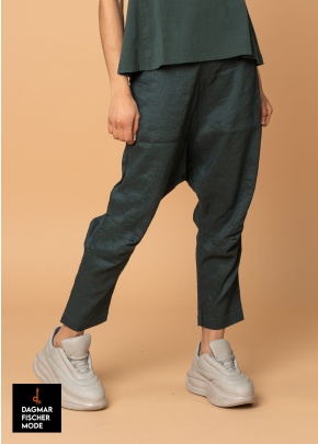 Schmale Leinen-Viskose-Hose von RUNDHOLZ BLACK LABEL in black & tree