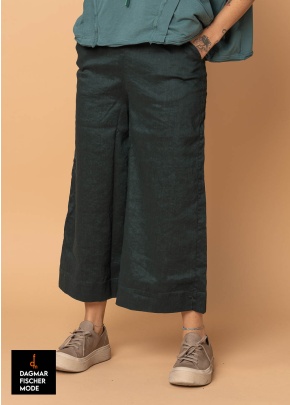 Weite Hose aus Leinen-Viskose-Mix von RUNDHOLZ BLACK LABEL in black & tree