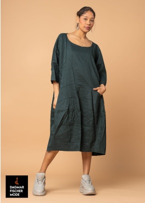 Oversize Kleid aus Leinen-Viskose-Mix von RUNDHOLZ BLACK LABEL in black & tree