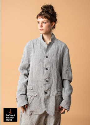 Unisex blazer RUNDHOLZ DIP in black & seaweed melange