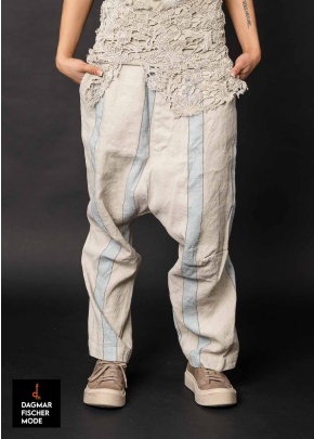 Low crotch trousers by RUNDHOLZ DIP in sky stripe