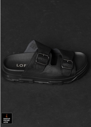 Sandal with buckles by LOFINA in Gasoline nero / solidnero 
