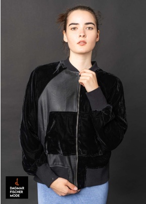 Samtjacke mit Kunstleder von ELSEWHERE in black