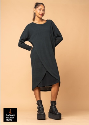 Doppellagige Stricktunika von ELSEWHERE in black und midnight green