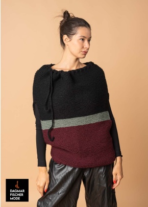 Handgestricktes Top von ELSEWHERE in black/rumba red & black/sand