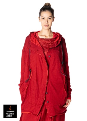 O-förmiger Mantel von RUNDHOLZ in black bone & sunset cardinal