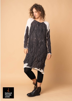Oversize Langarmtunika von RUNDHOLZ in bone panel print