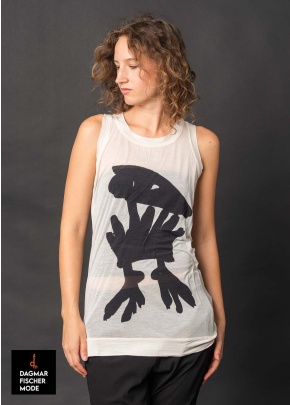 Semi-transparentes Top von RUNDHOLZ in bone black print