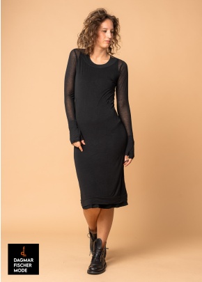 Semi-transparentes Langarmkleid von RUNDHOLZ in black